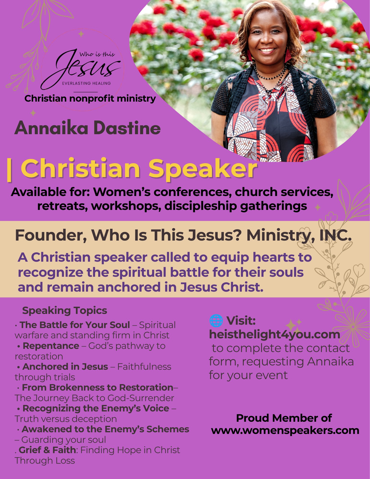Click to download Annaika Dastine Christian Women Speaker Flyer